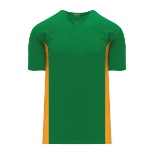 Athletic Knit (AK) BA1343A-278 Adult Kelly Green/Gold One-Button Baseball Jersey