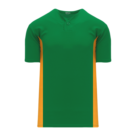 Athletic Knit (AK) BA1343A-278 Adult Kelly Green/Gold One-Button Baseball Jersey