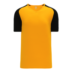 Athletic Knit (AK) BA1375M-213 Mens Gold/Black Pullover Baseball Jersey - CLOSEOUT