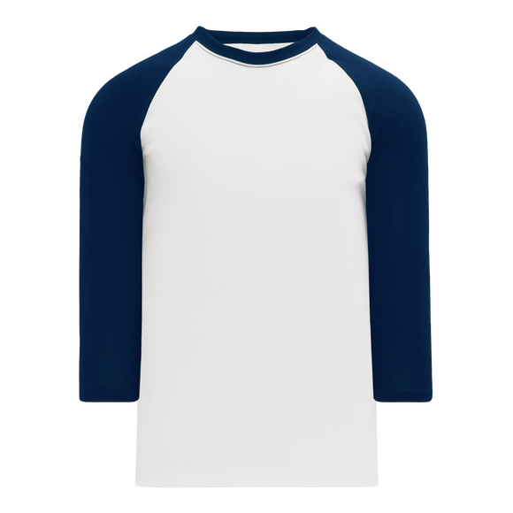 Athletic Knit (AK) BA1846A-217 Adult White/Navy Pullover Baseball Jersey