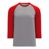 Athletic Knit (AK) BA1846A-923 Adult Heather Grey/Red Pullover Baseball Jersey