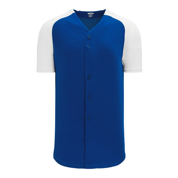 Athletic Knit (AK) BA1875A-206 Adult Royal Blue/White Full Button Baseball Jersey