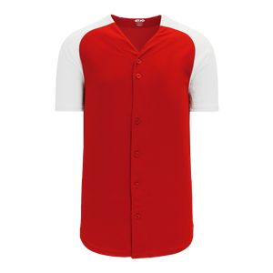 Athletic Knit (AK) BA1875A-208 Adult Red/White Full Button Baseball Jersey