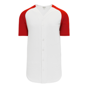 Athletic Knit (AK) BA1875A-209 Adult White/Red Full Button Baseball Jersey