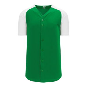 Athletic Knit (AK) BA1875A-210 Adult Kelly Green/White Full Button Baseball Jersey