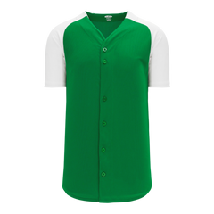 Athletic Knit (AK) BA1875Y-210 Youth Kelly Green/White Full Button Baseball Jersey - CLOSEOUT