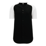 Athletic Knit (AK) BA1875A-221 Adult Black/White Full Button Baseball Jersey