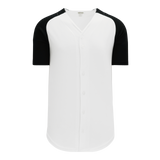 Athletic Knit (AK) BA1875A-222 Adult White/Black Full Button Baseball Jersey