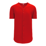 Athletic Knit (AK) BA5200M-005 Mens Red Full Button Baseball Jersey