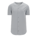 Athletic Knit (AK) BA5200M-012 Mens Grey Full Button Baseball Jersey