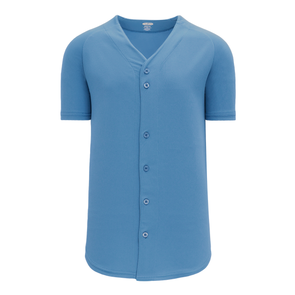 Athletic Knit (AK) BA5200L-018 Ladies Sky Blue Full Button Baseball Jersey
