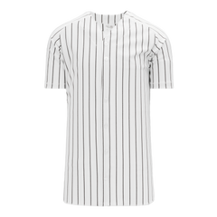 Athletic Knit (AK) BA524A-222 Adult White/Black Pinstripe Full Button Baseball Jersey - CLOSEOUT
