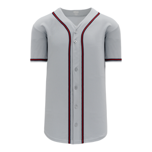 Athletic Knit (AK) BA5500Y-ATL599 Atlanta Braves Youth Grey Full Button Baseball Jersey
