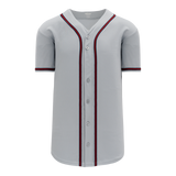 Athletic Knit (AK) BA5500A-ATL599 Atlanta Adult Grey Full Button Baseball Jersey