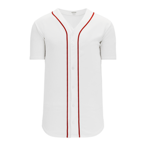 Athletic Knit (AK) BA5500A-BOS584 Boston White Adult Full Button Baseball Jersey