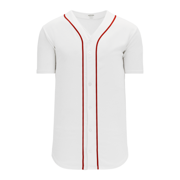 Athletic Knit (AK) BA5500A-BOS584 Boston Red Sox White Adult Full Button Baseball Jersey