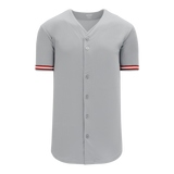 Athletic Knit (AK) BA5500Y-CIN699 Cincinnati Reds Grey Youth Full Button Baseball Jersey
