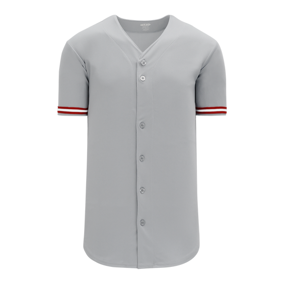 Athletic Knit (AK) BA5500A-CIN699 Cincinnati Reds Grey Adult Full Button Baseball Jersey