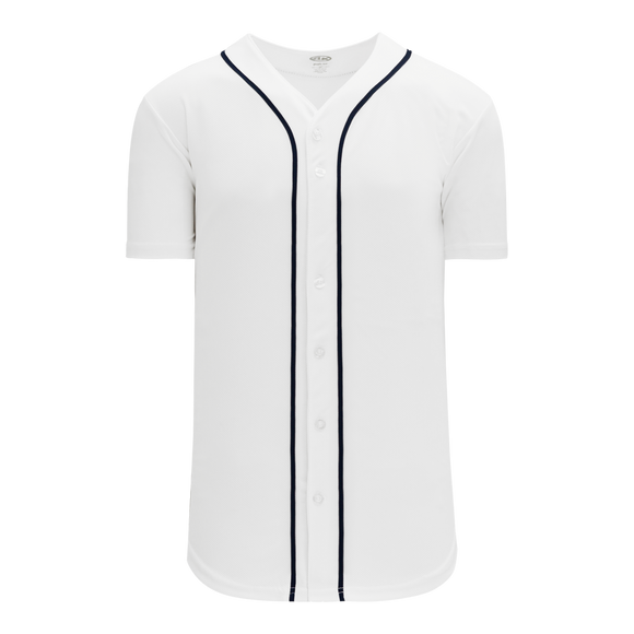 Athletic Knit (AK) BA5500A-DET574 Detroit Tigers White Adult Full Button Baseball Jersey