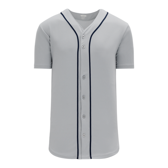 Athletic Knit (AK) BA5500Y-DET575 Detroit Grey Youth Full Button Baseball Jersey