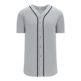 Athletic Knit (AK) BA5500A-DET575 Detroit Grey Adult Full Button Baseball Jersey