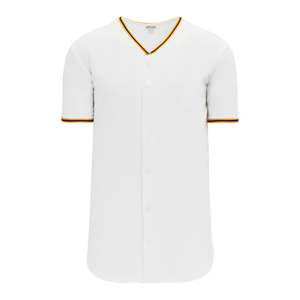 Athletic Knit (AK) BA5500A-PIT579 Pittsburgh White Adult Full Button Baseball Jersey