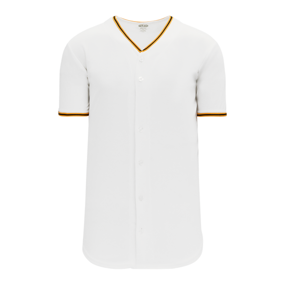 Athletic Knit (AK) BA5500A-PIT579 Pittsburgh Pirates White Adult Full Button Baseball Jersey
