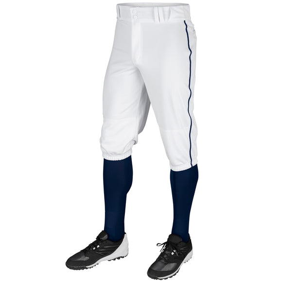 Champro BP101 White Triple Crown Knicker with Navy Braid Youth Baseball Pant