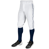 Champro BP101 White Triple Crown Knicker with Navy Braid Adult Baseball Pant