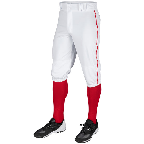 Champro BP101 White Triple Crown Knicker with Scarlet/Red Braid Youth Baseball Pant