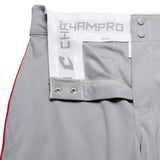 Champro BP101 Grey Triple Crown Knicker with Scarlet/Red Braid Adult Baseball Pant