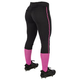 Champro BP11P Tournament Black Traditional Womens Low-Rise Softball Pant with Pink Braid