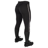 Champro BP11P Tournament Black Traditional Womens Low-Rise Softball Pant with White Braid