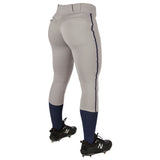 Champro BP11P Tournament Grey Traditional Womens Low-Rise Softball Pant with Navy Braid