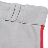 Champro BP11P Tournament Grey Traditional Girls Low-Rise Softball Pant with Scarlet/Red Braid