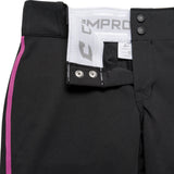 Champro BP11P Tournament Black Traditional Girls Low-Rise Softball Pant with Pink Braid