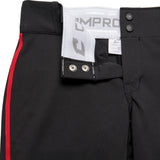 Champro BP11P Tournament Black Traditional Womens Low-Rise Softball Pant with Scarlet/Red Braid