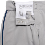 Champro BP11P Tournament Grey Traditional Girls Low-Rise Softball Pant with Navy Braid