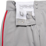 Champro BP11P Tournament Grey Traditional Womens Low-Rise Softball Pant with Scarlet/Red Braid