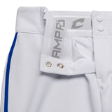 Champro BP11P Tournament White Traditional Girls Low-Rise Softball Pant with Royal Blue Braid
