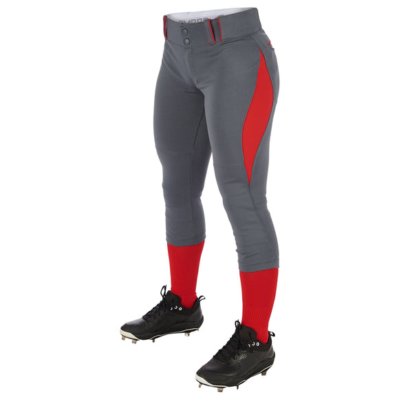 Champro BP28 Surge Graphite/Scarlet/Red Traditional Style Womens Low-Rise Softball Pant