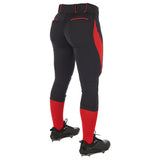 Champro BP28 Surge Black/Scarlet/Red Traditional Style Womens Low-Rise Softball Pant