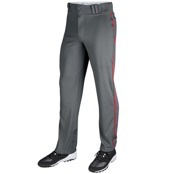 Champro BP91U Graphite Triple Crown Open Bottom Adult Baseball Pant with Scarlet/Red Piping