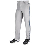 Champro BP91U Grey Triple Crown Open Bottom Adult Baseball Pant with Navy Piping