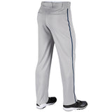 Champro BP91U Grey Triple Crown Open Bottom Youth Baseball Pant with Navy Piping