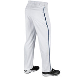 Champro BP91U White Triple Crown Open Bottom Youth Baseball Pant with Navy Piping