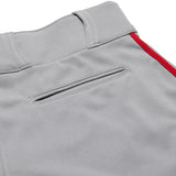 Champro BP91U Grey Triple Crown Open Bottom Adult Baseball Pant with Scarlet/Red Piping