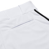 Champro BP91U White Triple Crown Open Bottom Youth Baseball Pant with Black Piping