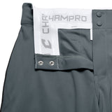 Champro BP91U Graphite Triple Crown Open Bottom Youth Baseball Pant with Black Piping