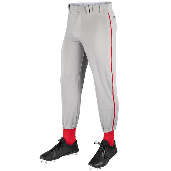 Champro BP91 Grey with Scarlet/Red Braid Triple Crown Classic Adult Baseball Pant